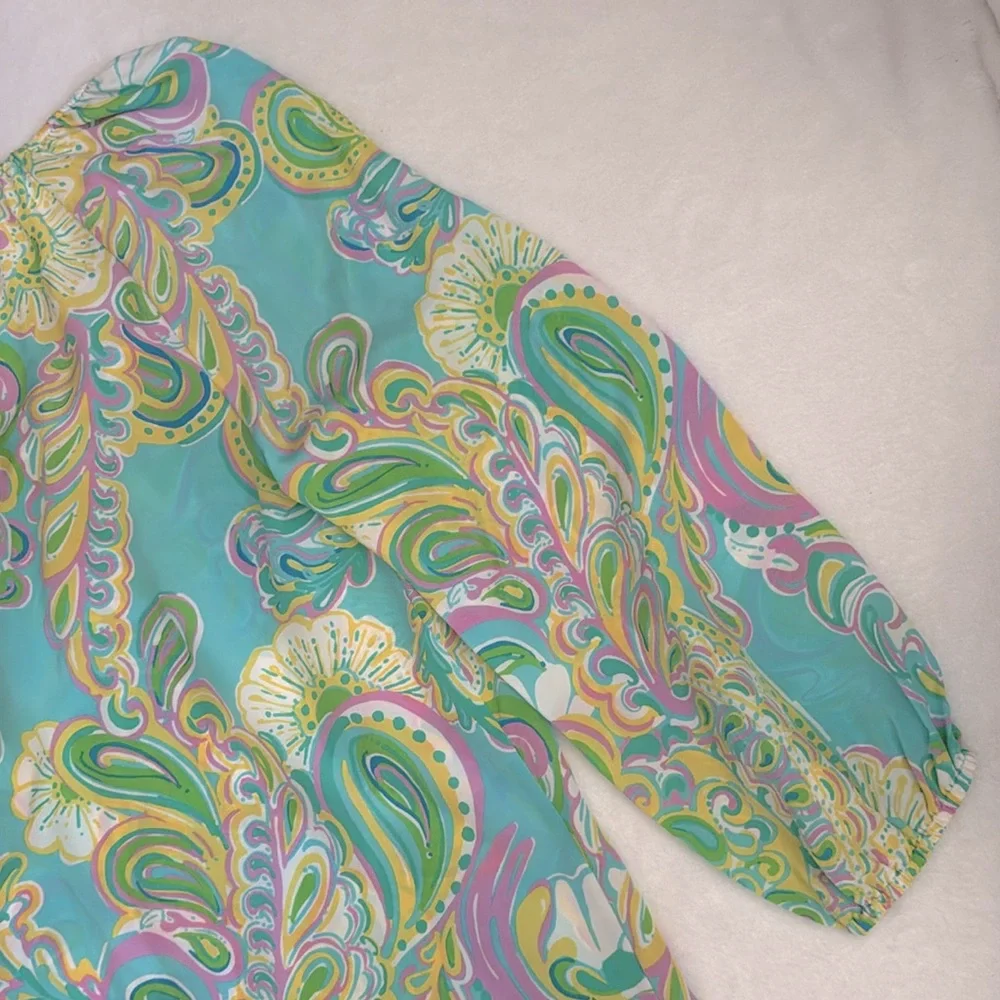 Lilly Pulitzer | Sarabeth 3/4 Sleeve Silk Blouse Double Trouble 91852 (S) - Picture 15 of 16